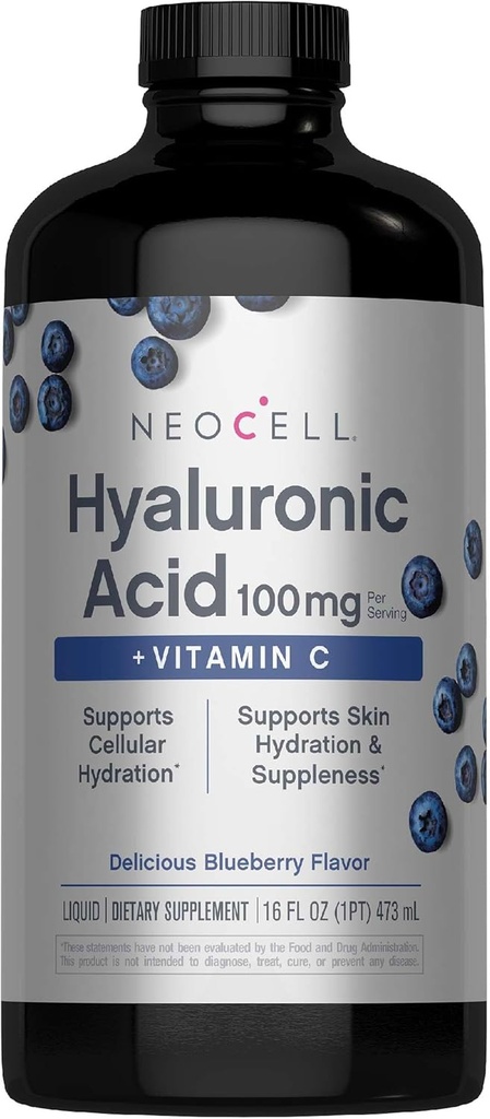 NeoCell Hyaluronic Acid Liquid z witaminą C, Berry, 16 Fl Oz (Opakowanie po 1) - Opakowanie może Wary
