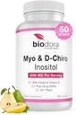 Myo & D-Chiro Suplemento Inositol, con Folato e vitamina D, 40 a 1 Ratio, inclúe DHEA, axuda no equilibrio hormonal, función ovárica, 2050mg por porción, 120 cápsulas.