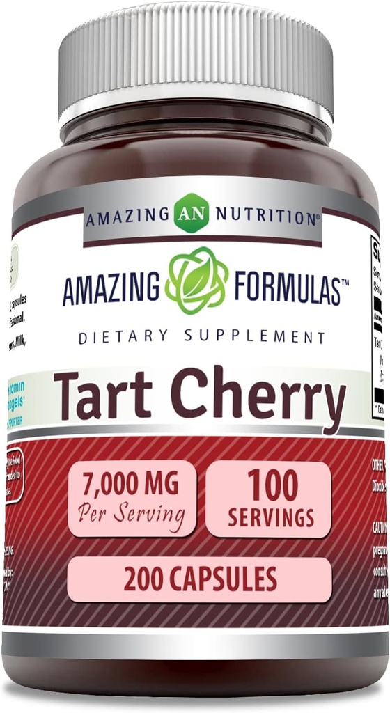 Amazing valemid Tart Cherry ekstrakt 700 Mg ekstrakt (10: 1) Per Serving Kapslid täiendus | samaväärne 7000 Mg | Non-GMO | Gluteenivaba | Made in USA (1 Pack | 200 Count)