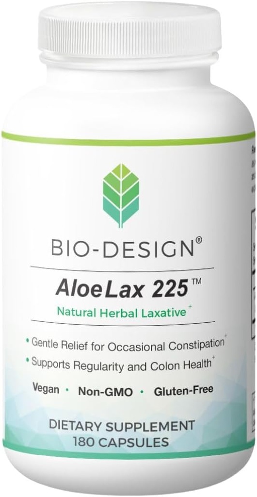 Aloe Lax 225 Natural Herbal Laxative - Gentle Relief for Occasional Constipation, Gas, " Bloating with 225mg Natural Aloe Ferox - Support Bowel Regularity " Colon Health - 180 Capsules