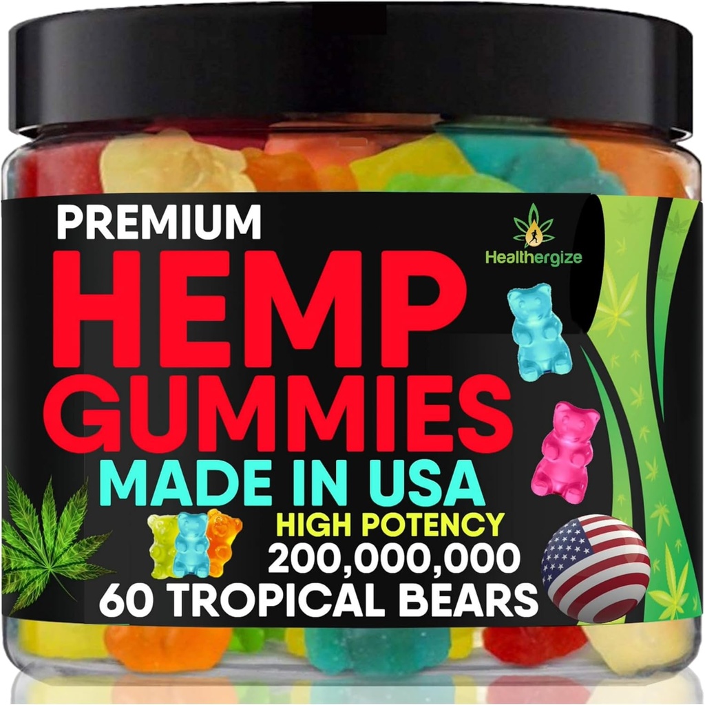 Hamp Gummies for Night, Gummy Bear Edibles, Rest and Relax, Sleep Support, High Potency Omega Oil för Nap-Made i USA