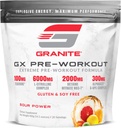 Granite GX Pre Workout Supplement, Sour Power Flavor, unterstützt Fokus, Energie, & Performance mit Teacrine, L-Citrulline, Betaine, & A-GPC (20 Servierungen)