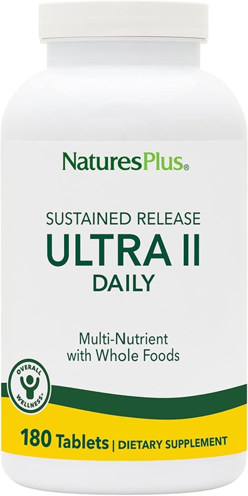 NaturasPlus Ultra II zilnic - 180 comprimate - Multivitamine cu alimente integrale pentru bunăstarea generală - susține energie și sănătate imună - eliberare susținută - 180 Serviri