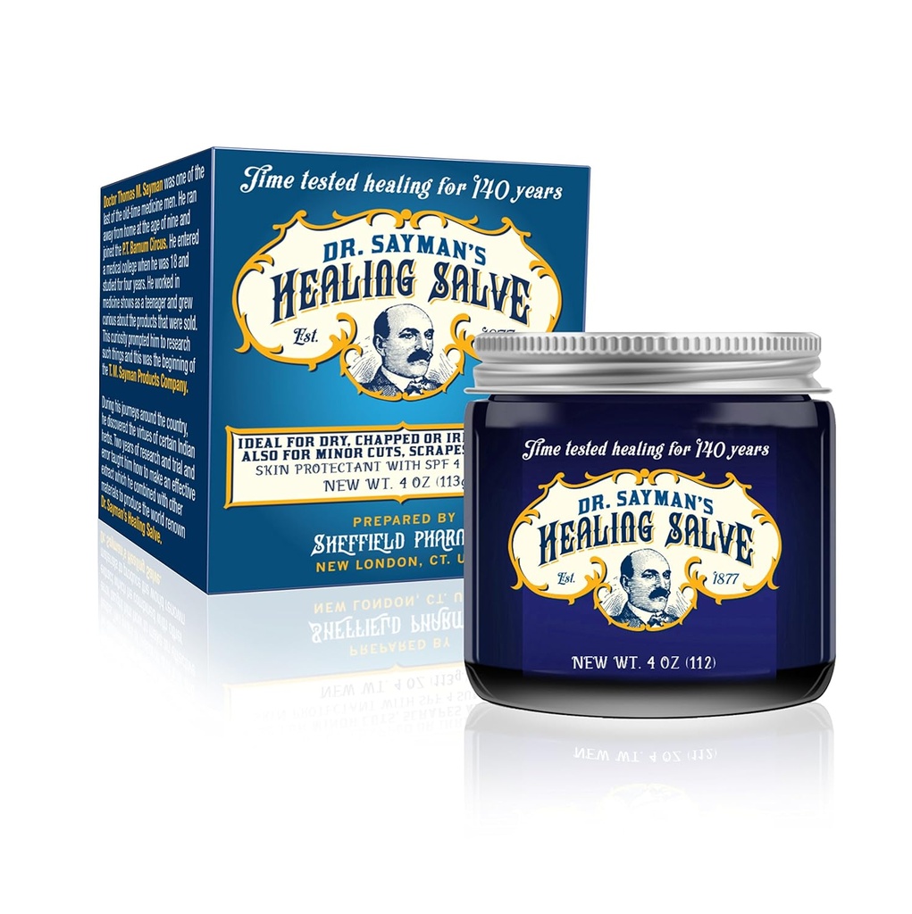 Dr. Sayman 's Healing Salve - The Original Skin Care Ointment and Protective / Great for Itchy, Such and Sensitive Skin / Treats Cracked Feet, Rough Heels and Chapped Lips (4oz.)