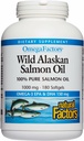 Naravni dejavniki Divji Aljaški Salmon Oil zagotavlja Omega-3, EPA, DHA & Vitamin D, Podpira zdravje možganov in srca, 180 Softgels