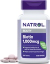 Natrol Gözəllik Biotin 1000mcg, sağlam saçlar, Skin, Nails və Enerji Metabolizm, 100 Tablet, 100 Gün Təchizatı (12-dən əvvəl)