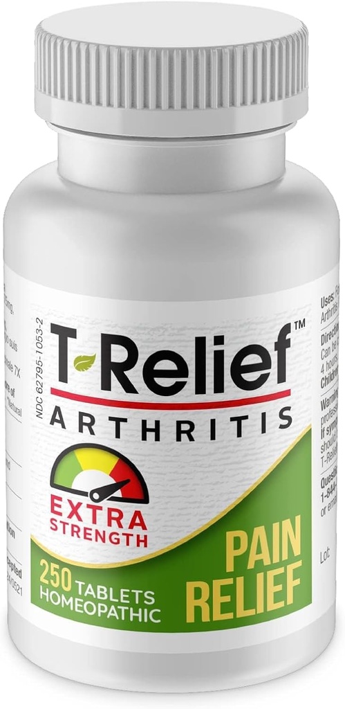 T-Relief Extra Strength Arthritis Arnica +12 Relieving Natural Tibbs Ease Soreness Stiffness Aches & Ağrılar Qadınlar və Kişilər üçün - 250 Tablet