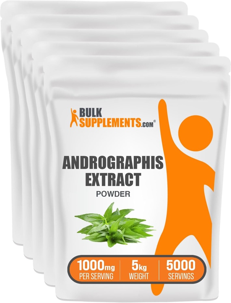 BulkSupplements.com Andrographis Extract Powder - Andrographis Paniculata, Herbal Supplement, Andrographis Powder - Gluten Free, 1000mg zerbitzatu bakoitzeko, 5 kg (11 lbs)