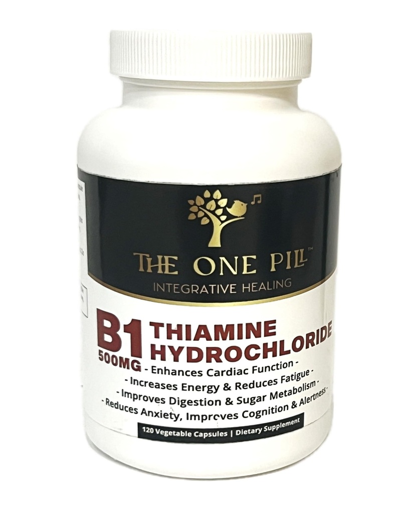 Vitamine B1 Thiamine Hydrochloride, Thiamine Hcl, 500mg-120 Capsules,Vegan,Non GMO,No Artificial fillers or Stearate additives.