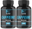 FXSUPPS Koffein 200 mg Pillen (2-Pack, 400 Kapseln) – Fast-Acting Energy Support Supplement für Männer und Frauen | Unterstützt Alertness, Fokus & Stoffwechsel