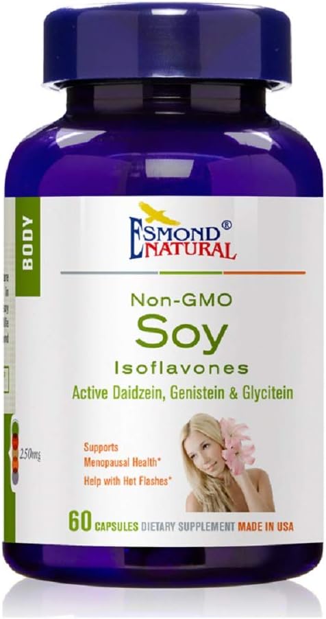 (8 balenia) Esmond Natural: Soy Isoflavones Non-GMO (Podpory Menopauzálne zdravie a horúce riasy), GMP, Natural Product Assn Certified, Made in USA - 250mg, 480 Kapsule