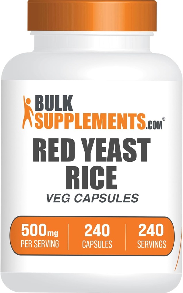 BulkSupplements.com Red Yeast Rice Capsules - Red Yeast Rice Supplement, Kräuterergänzung - Vegan, 1 Kapsel pro Servierung, 240 Veg Kapseln (Pack von 1)