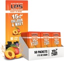 Voedingsdesigns LPS Liquid Collagen & Wei Protein Supplement - Non-GMO Drink, Sugar-Free - bevordert gezonde huid en haar voor mannen en vrouwen, Peach Mango, Single Serve (50 Packets)