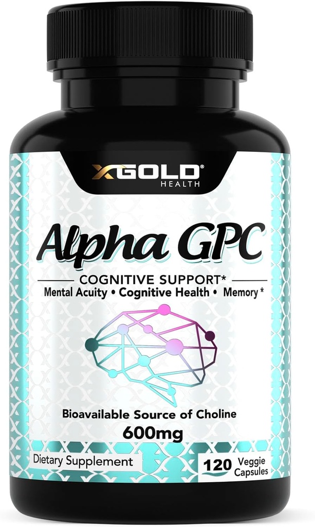 Alpha GPC Choline 600mg, 99% 纯诺热带补充剂, 120 Veggie Capsules, 记忆、脑健康和焦点认知增强器