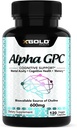 Alpha GPC Choline 600mg, 99% 纯诺热带补充剂, 120 Veggie Capsules, 记忆、脑健康和焦点认知增强器