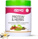 OZIVA Protein & Kräuter für Frauen | 1.1 Lbs (500 gm) mit Multivitaminen, Curcumin, Shatavari, Tulsi für verbesserten Metabolismus, Hormonal Balance & Skin, Haargesundheit, Vanilla Almond (1.1 lb)