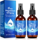 2Pack Pure Magnesium Oil Spray, Topical Magnesium Spray Glass Bottle, Organic Magnesium Spray for Feet, Nourish The Skin, Unclog Pores, Alleviate Hair Loss, 4 fl oz