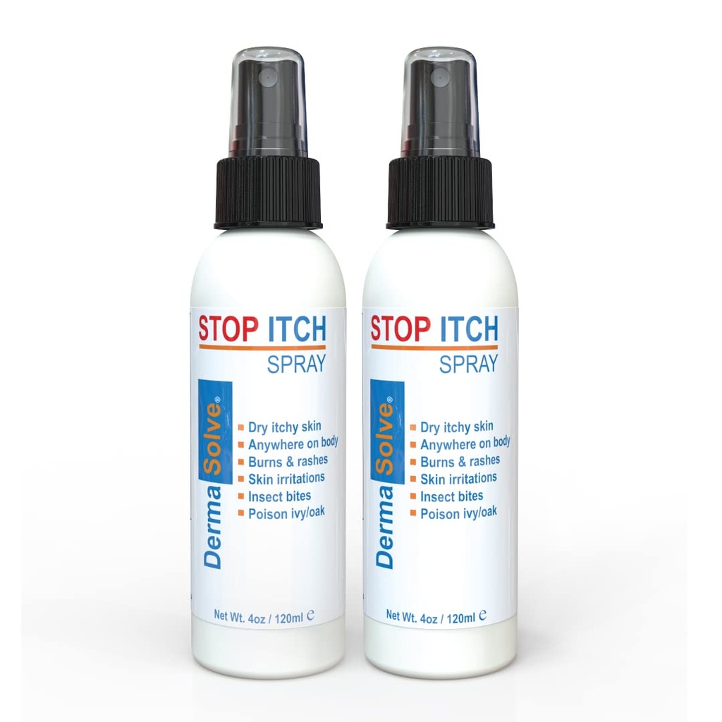Dermasolve Stop Itch Spray con 100% Orgánica Neem Oil, Scalp y Body Psoriasis Relief, Dry Skin, Bites, Sunburn, Burns y Rashes