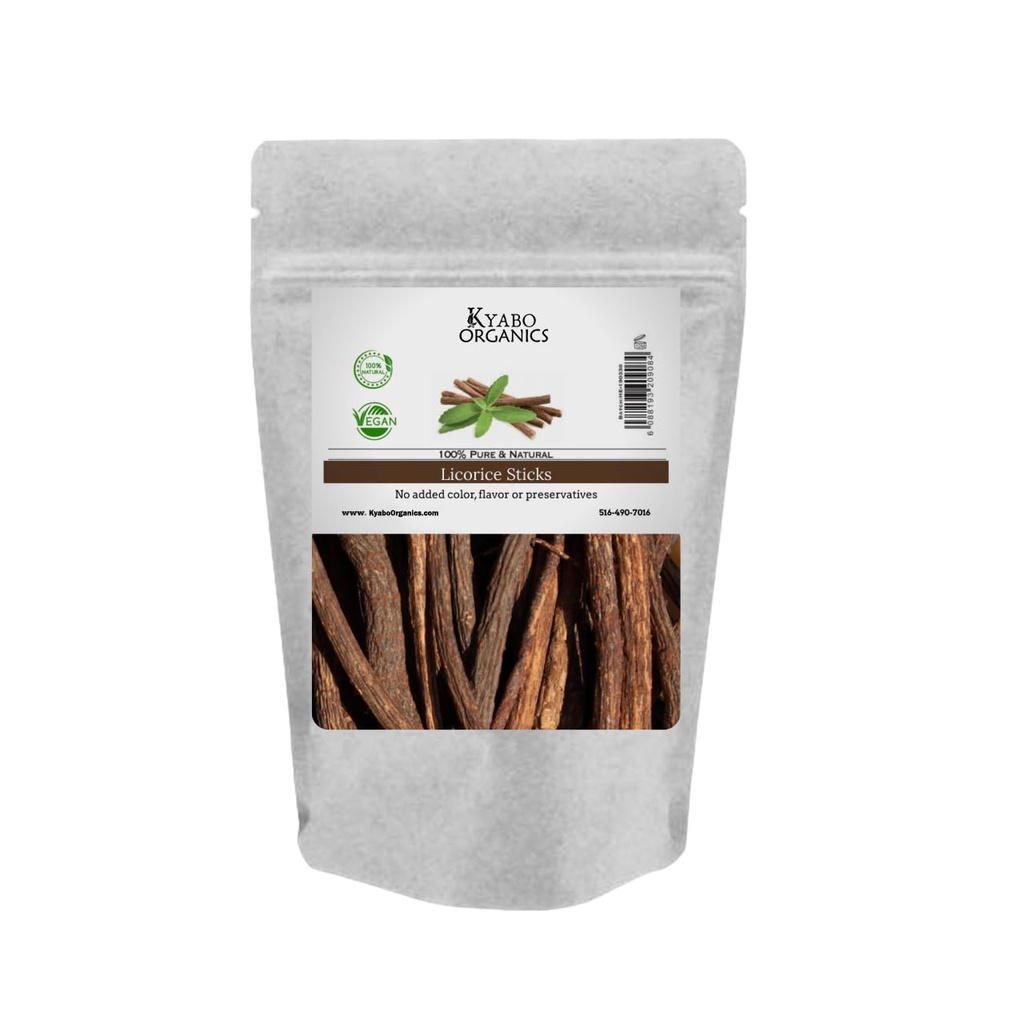 Kyabo Licorice Root Sticks - 100% Чистий, сирий всі натуральні рифи кореневих паличок 8oz / 1/2lb - африканський корінь солодки - Chew Sticks Mulethi Glycyrrhiza Glabra