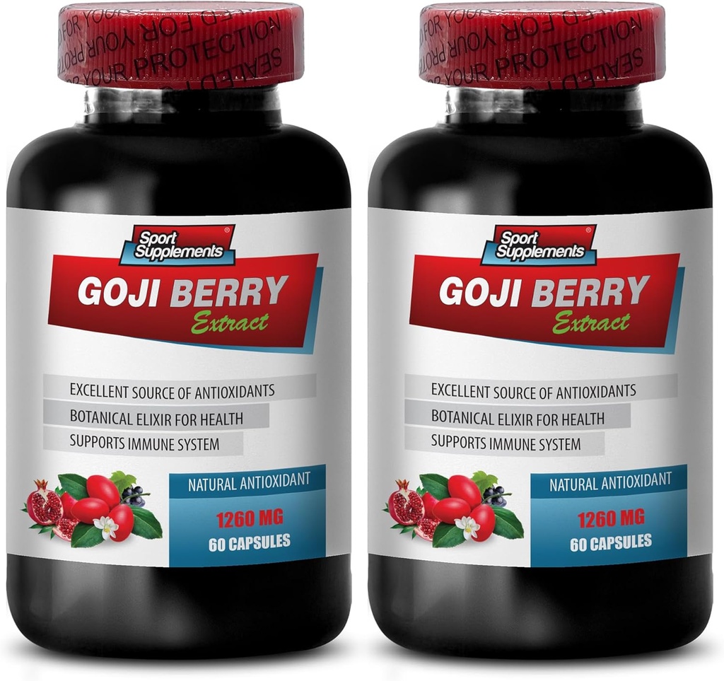 Pertahanan Imune - Goji Berry Extract Complex - Pil Vitalitas Alam, Antioksidan yang kuat, Pakurate Extract, Kompleks Detox Tubuh, Dukungan Wellness Holistic, Boost Energi Alam, 2 Bot 120 Caps