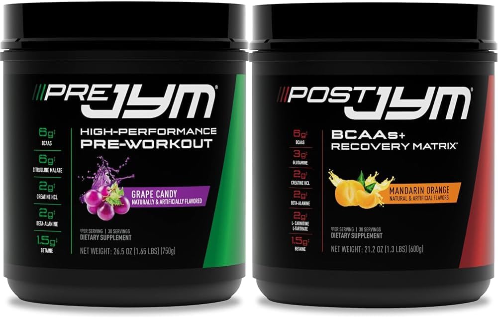 Pre JYM Grape Candy Pre Antrenament pulbere și post JYM Active Matrix post-workout Suplimente Bundle, 30 Serviri fiecare