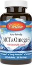 Carlson - MCT & Omega-3, aceite de coco, ácidos capílicos e Capricos, EPA & DHA, produción enerxética, metabolismo de graxa e saúde cerebral, 60 Softgels