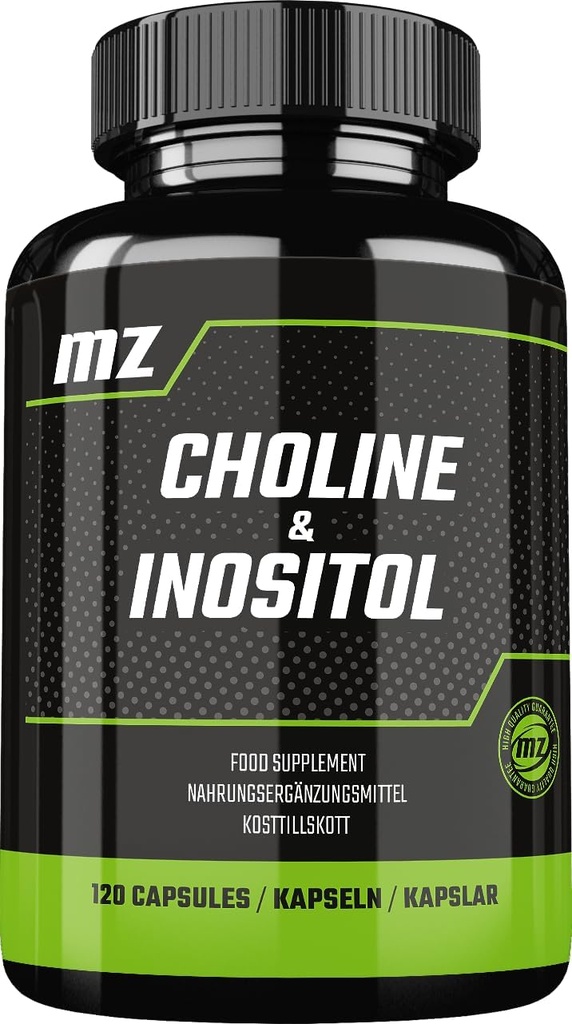 Choline og Inositol 1200 mg per servering - 120 kapsler - 2 måneders forsyning - Diett Supplement for å støtte sinn klarhet og avslapning - etter MZ