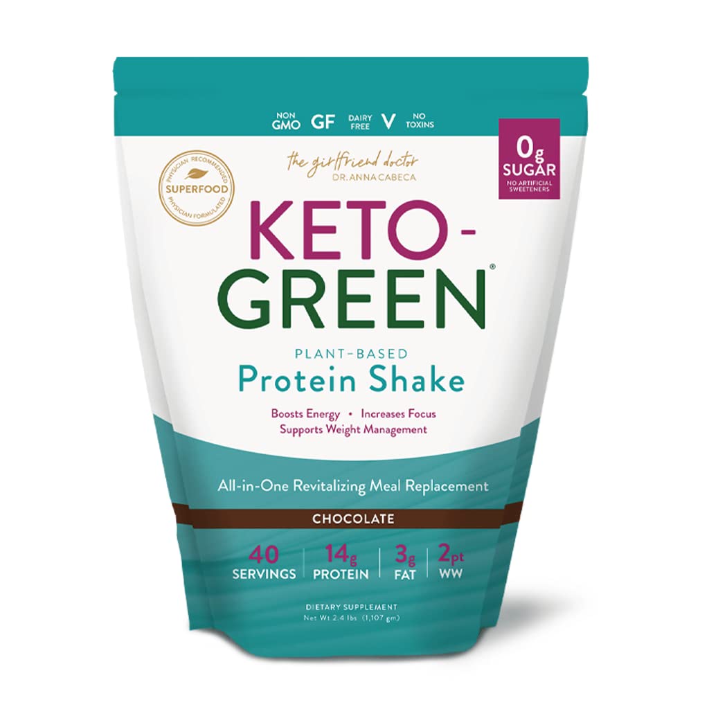 VIDAPURA Keto-Green Protein Shake by Dr. Anna Cabeca – Chocolate Vegan Protein for Daily Wellness, Energy & Smooth Digestion – 40 Servings