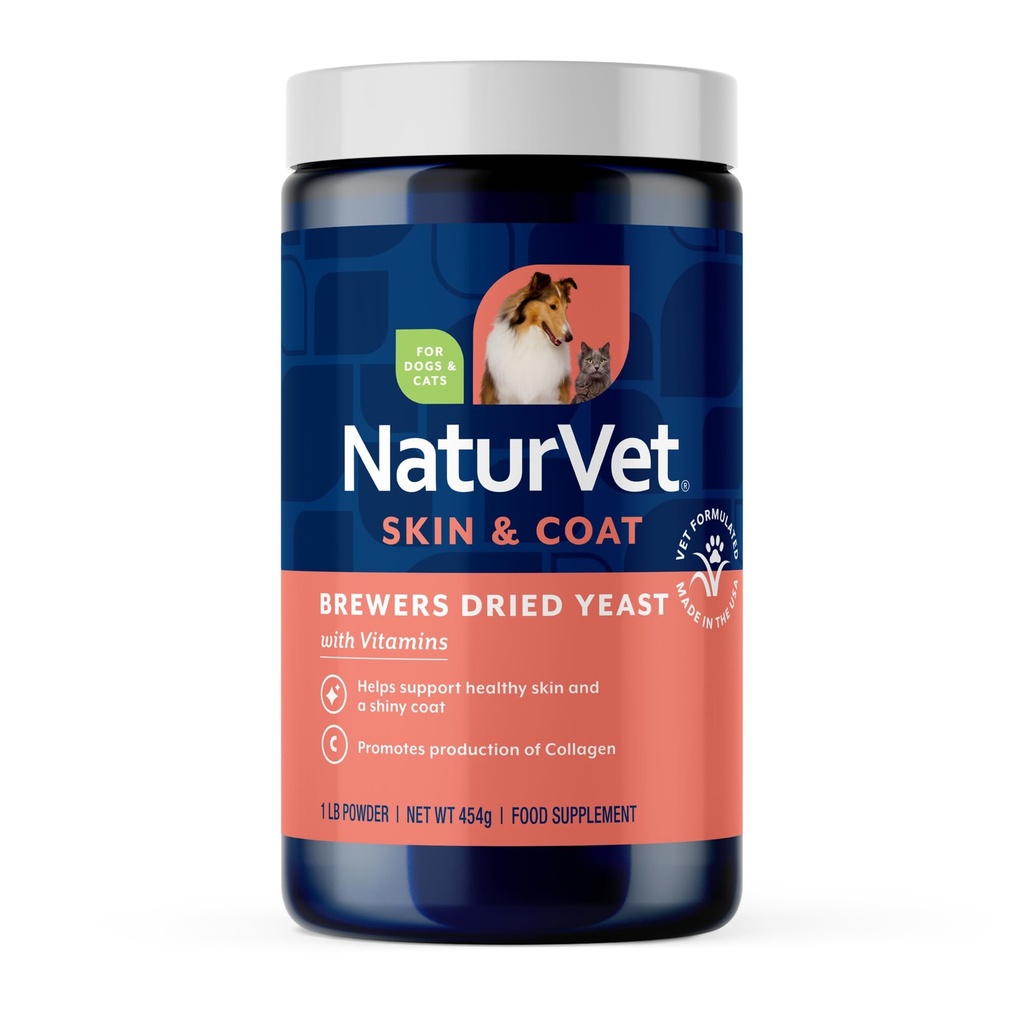 NaturVet Brewers Dried Yeast Formula with Garlic Flavoring Plus Vitamins for Dogs and Cats, Powder, Made in The USA with Globally Source Ingredients 1 Pound