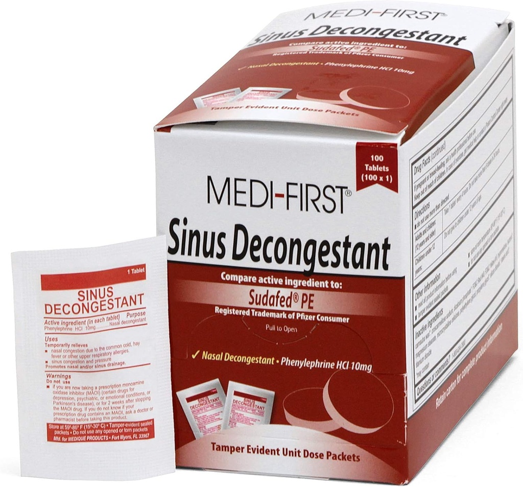 Medique Products Medi-First 80933 Sinus Decongestant, 100-Packets of 1 (Packaging alda daiteke)