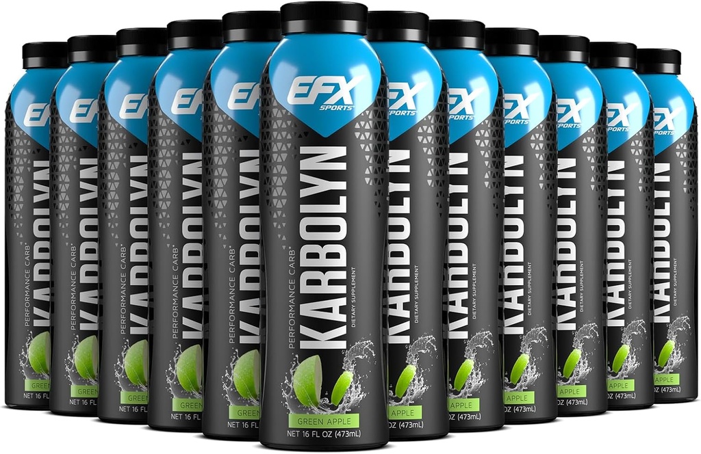 EFX Sports Karbolyn Fuel Drink | Pre, Intra, Post Workout Carbohydrate Drink | Carb Load, Sustained Energy | Stimulant & Sugar Free | 12 Pack (Green Apple)