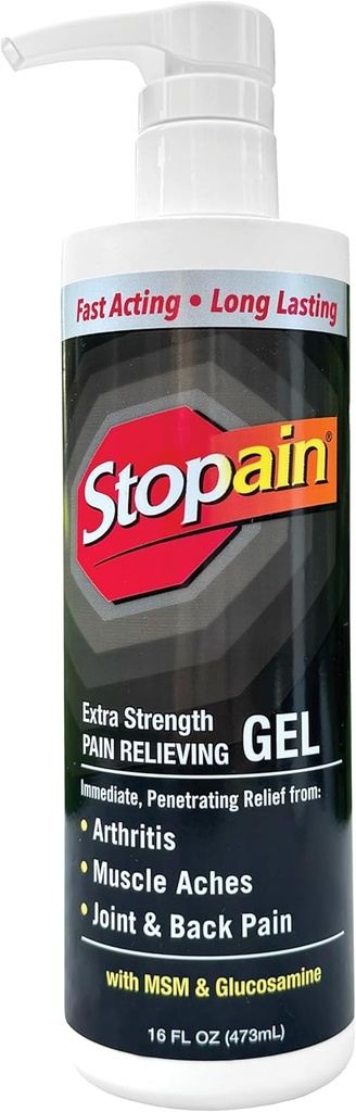 Stopain Happy Gel 16oz, USA Max December ดําเนินการอย่างรวดเร็วกับ Mentol, MSM, Glucosamine for Company, Backchine, Arthris, Kenis, Neck HSA FSA FATD OTC OTC Proadic Production