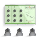 Set of 9 Hearing Aids Domes, Silicone Power Domes Close Domes Ear Tips, Hearing Aid Replacement Domes, Sure Fit RIC RITE and Open Fit BTE Hearing Amplifier, Smoky Color, Small