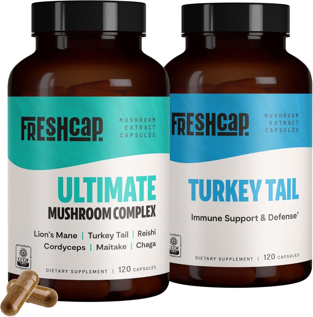 FreshCap Гриби Імунітет Bundle (Turkey Tail Capsules and Ultimate Mushroom Complex Capsules)