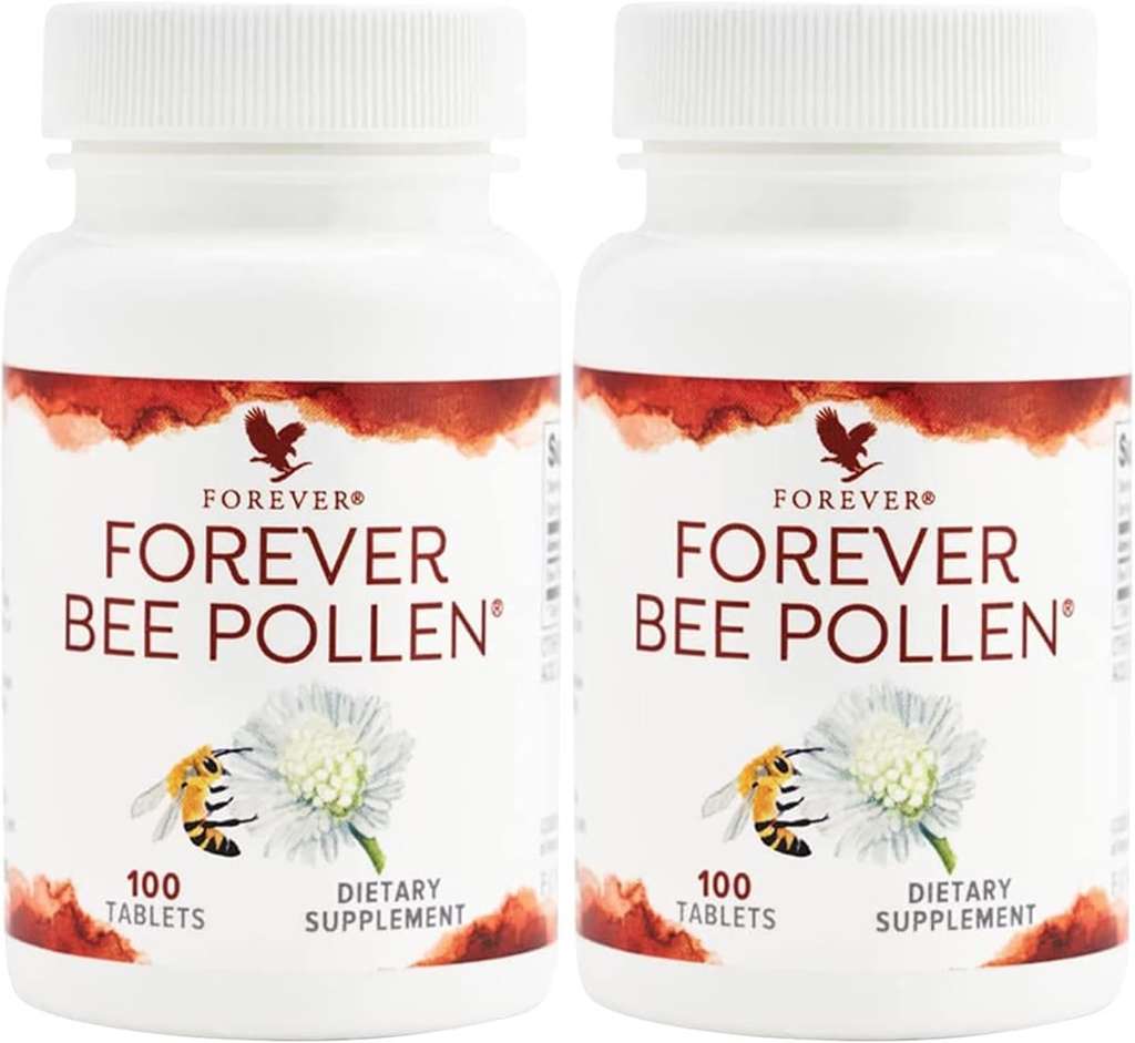 Forever Living - Bee Pollen - Energija ir mityba su bioaktyviais junginiais - Vegetariški ir nemokamai - 100 tablečių (2 tablečių pakuotė)