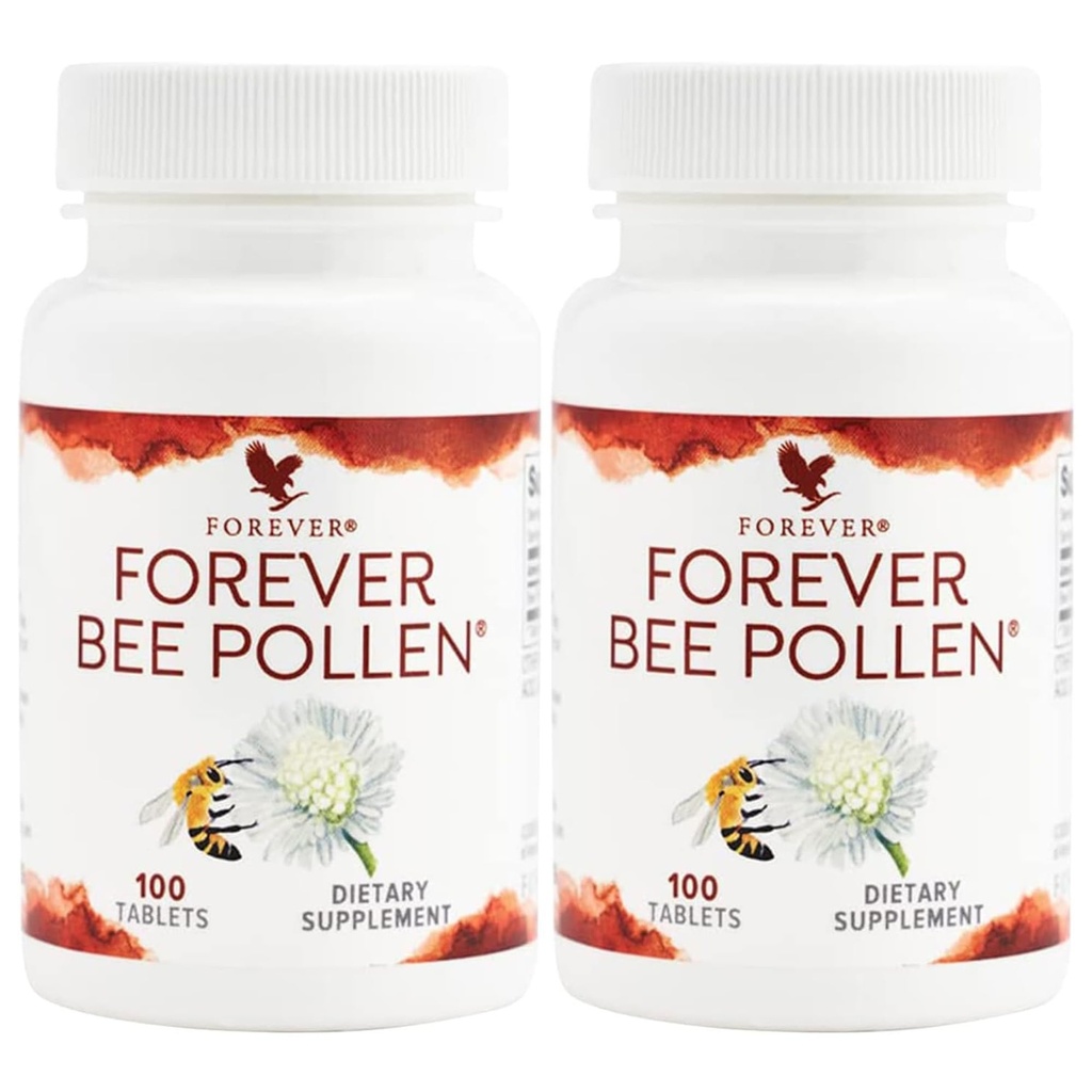Forever Living - Bee Pollen - Energy and Nutrition with Bioactive Compounds - Vegetarian and Gluten-Free - 100 Tablets (Pack of 2)