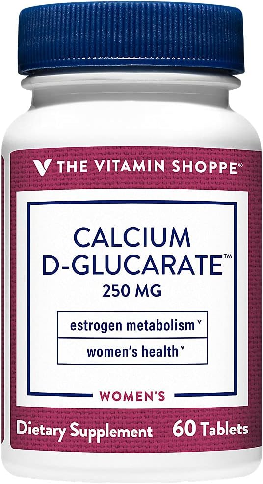 Vitamina Shoppe Calciu D-Glucarate 250MG, Substanţa naturală pentru sănătatea femeilor, care susţine metabolismul estrogen şi echilibrul hormonal prin detoxifiere (60 comprimate)