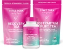 Pink Stork Postpartum Essentials Kit – Hormon Balance, Erholung & Stimmung Unterstützung für neue Mütter – postnatale Vitamine Ashwagandha + Kräutertees für Stress Relief, Energie, Schlaf – Geschenkset – Vegan, Bio