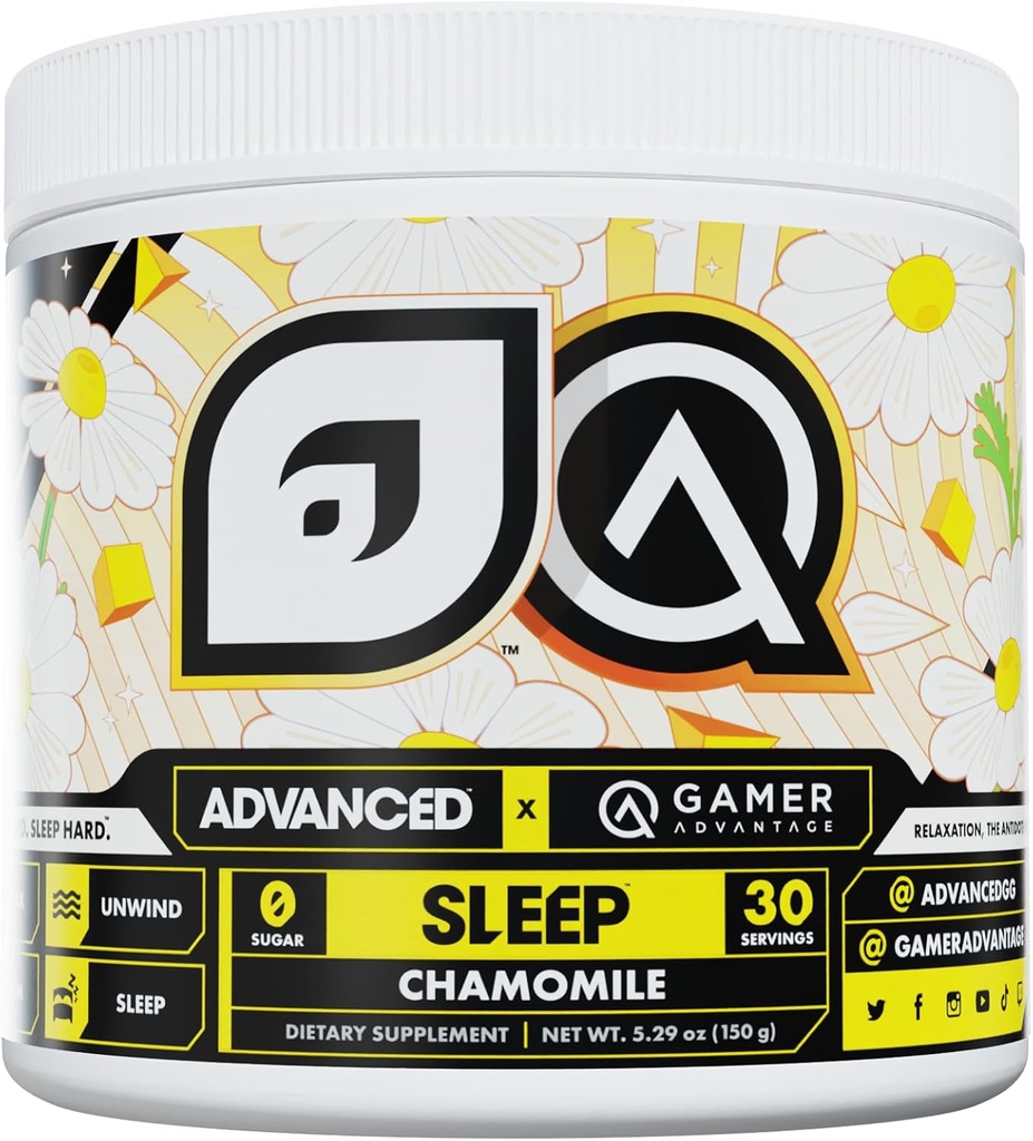 Advanced Sleep - Magnesium Sleep Supplement with Ashwagandha and L-theanine - Vegan, Sugar Free, Low Carb Sleep Drink Mix - Melatonin Free Sleep Aid (Chamomile)