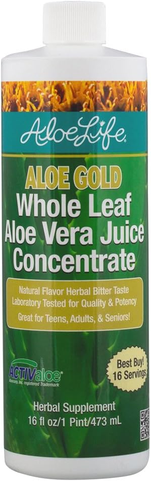 Aloe Life - visas lapelis Aloe Vera Juice, Sertifikuotas Ekologiškas su Trace Mineralai, nemokamai (Aloe Gold, 16 oz)