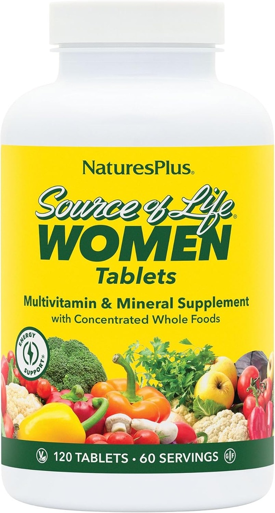 NaturesPlus Life Women Multivitamin의 소스 - 120 채식 정제 - 전체 식품, 효소 및 미네랄 - 전반적인 건강, 에너지 - 글루텐 - 무료 60 서빙