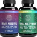 Primal Ražas Primal Mind Degvielas un Multivitamīnu Papildinājumi sievietēm un vīriešiem Multi Vitamīnu Kapsulas un Mind Degvielas Tabletes Bundle