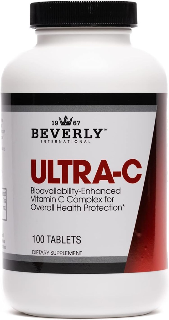 Beverly International Ultra-C, 100 Tabs de vitamina C de liberación sostenida. Ideal para bienestar general y recuperación. Grado Farmacéutico, Boost Your C