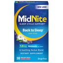 MidNite Back to Sleep Low Dose, 1.5 mg Melatonin Sleep Aid, Non-Habit Forming, Herbal Dietary Supplement for Adults, Drug-Free, Gluten-Free & Lactose-Free, Vegetarian, Vegan, 30 Quick Melt Tablets