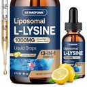 Liposomal L-lysine 1000MG Liquid Drops, 13-in-1 Lysine Supplements – Monolaurin, Olive Leaf Extract with Vitamin C, B6, D3, B12 & Zinc for Collagen, Lip, skin & Immune Support for Kids & Adults, 2oz