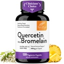 Quercetin with Bromelain Vegetarian Supplement Capsules | 120 Count (1000mg Per Serving 2400 GDU/g) | Supports Healthy Immune System, Helps With Seasonal Allergy Support | High Absorption Antioxidant