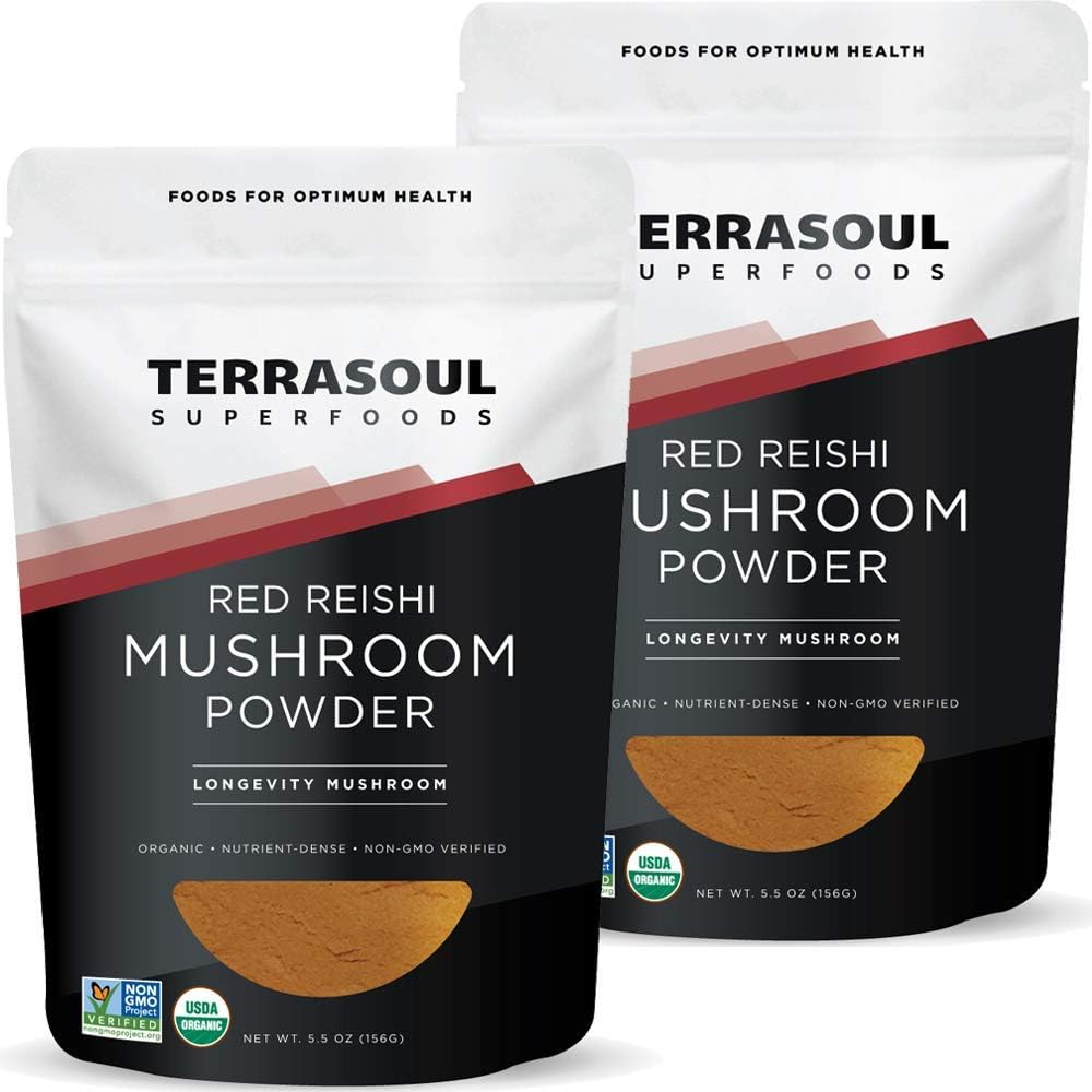 Terrasoul Superfoods Organic Reishi Mushroom Powder (4:1 Extract), 11 Oz (2 Pack) - Ανοσοποιητική ενίσχυση 