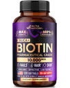 Biotin 10000mcg with Silicon - Pharmaceutical Grade Biotin Supplement for Women - Hair Growth Support, Skin & Nails - Max Strength & 100% Bioavailability - Made in USA - 120 Softgels, 120 Days Supply