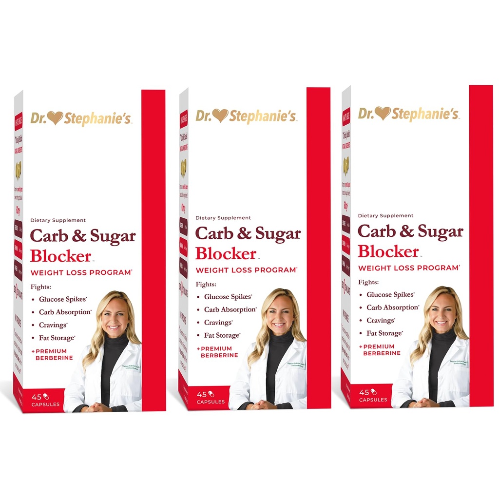 Dr. Stephanie's Mealtime Carb & Sugar Blocker - Reduce Digested Carbs, Sugars, & Calories, Stimulant-Free (3 Pack)