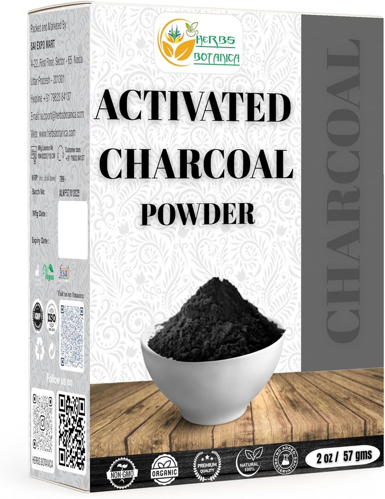 Herbs Botanica Aktif Charcoal Toz% 100 Food Grade Bamboo Charcoal Toz Baking, Soap Making, Face Masks & DIY Skincare multiple Uses 2 ozz için Güzel